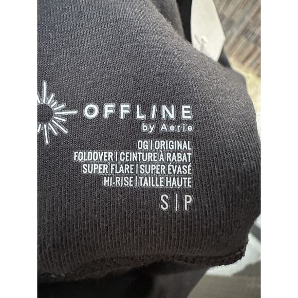 NWT OFFLINE by AERIE OG Foldover High Waisted Super Flare Leggings Black Small - Picture 14 of 16